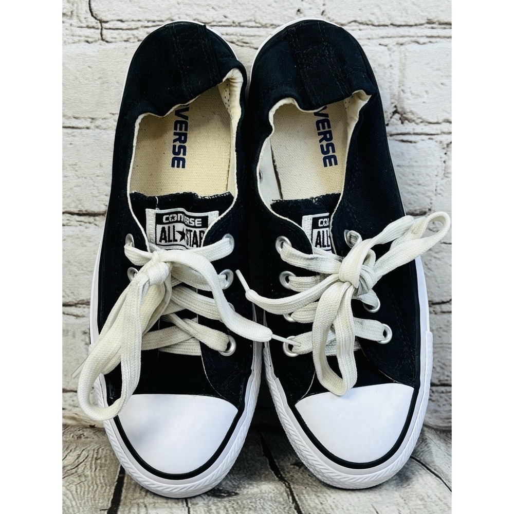 Converse All Star Low Top Black White Women's Size 7 Shoes - Picture 4 of 10